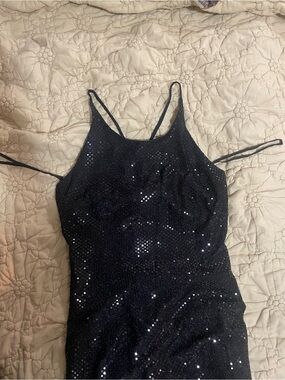 Braemar by Jeremy Scott Sequin Spaghetti Strap Evening Dress